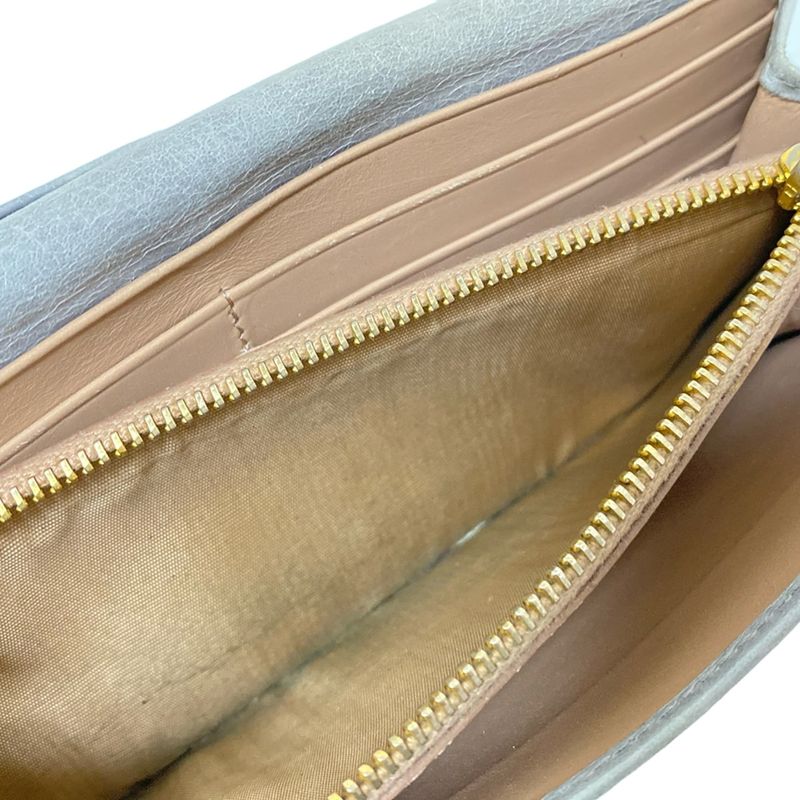 Prada Long Wallet - Blue-grey Leather