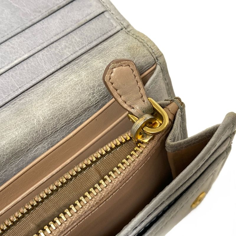 Prada Long Wallet - Blue-grey Leather