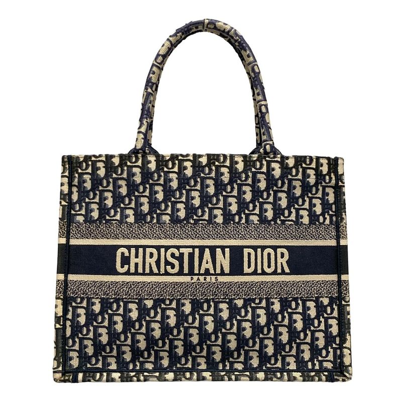 Dior/christian Dior Tote Book Tote Medium Bag/old Small Blue And Ivory And Multi
