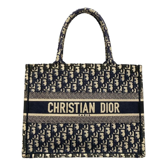 Dior/christian Dior Tote Book Tote Medium Bag/old Small Blue And Ivory And Multi