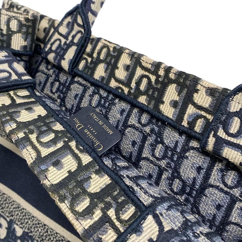 Dior/christian Dior Tote Book Tote Medium Bag/old Small Blue And Ivory And Multi