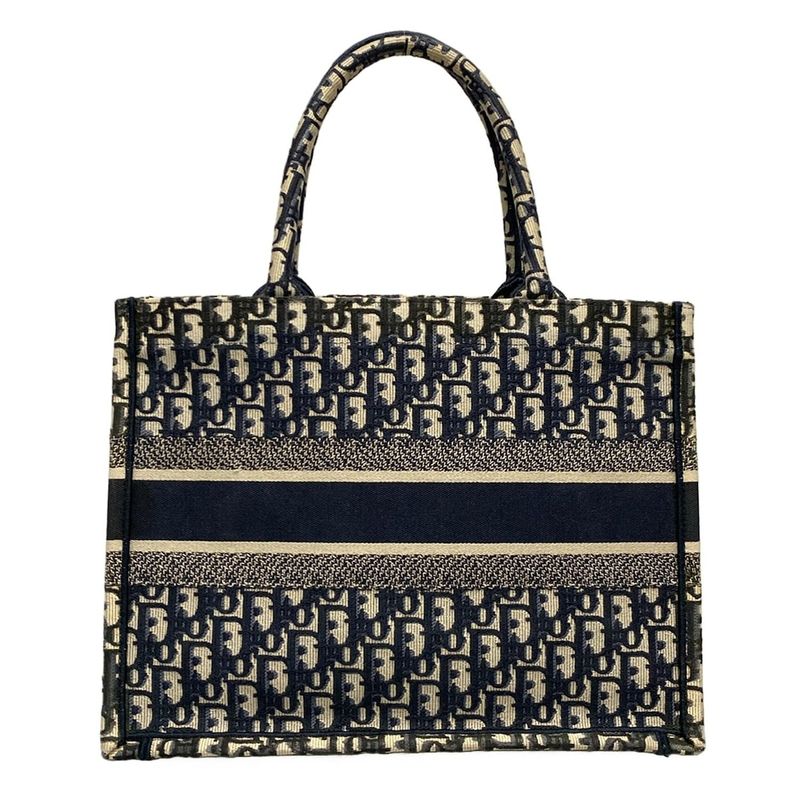 Dior/christian Dior Tote Book Tote Medium Bag/old Small Blue And Ivory And Multi
