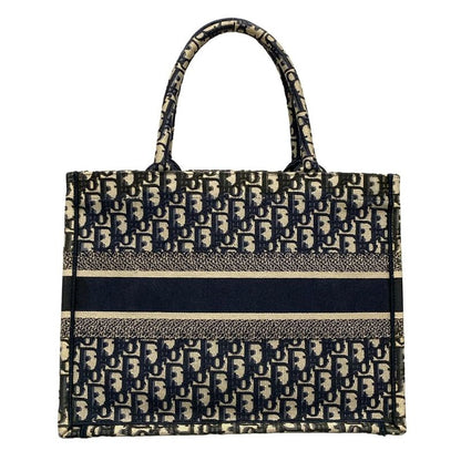 Dior/christian Dior Tote Book Tote Medium Bag/old Small Blue And Ivory And Multi