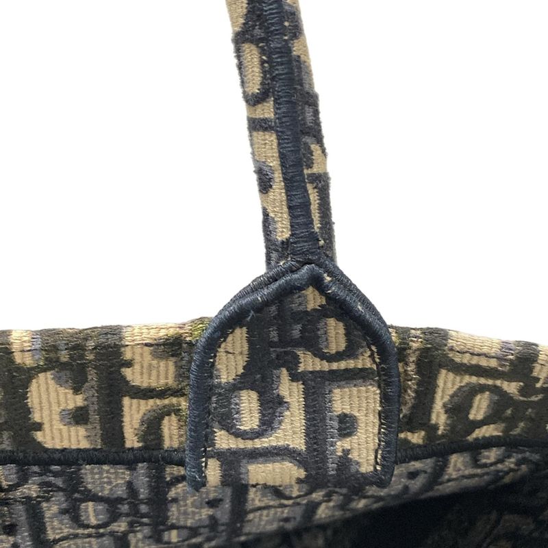 Dior/christian Dior Tote Book Tote Medium Bag/old Small Blue And Ivory And Multi