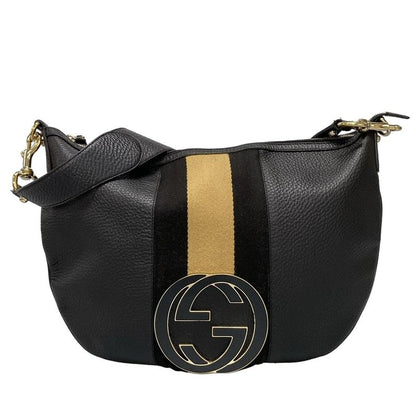 Gucci Shoulder Bag Interlocking G 131443 Black Leather