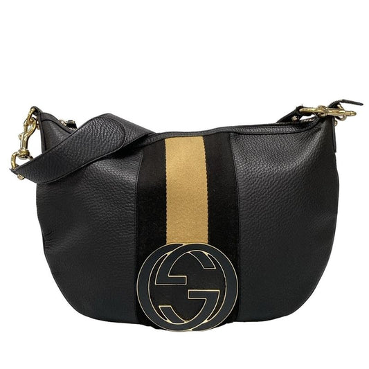 Gucci Shoulder Bag Interlocking G 131443 Black Leather