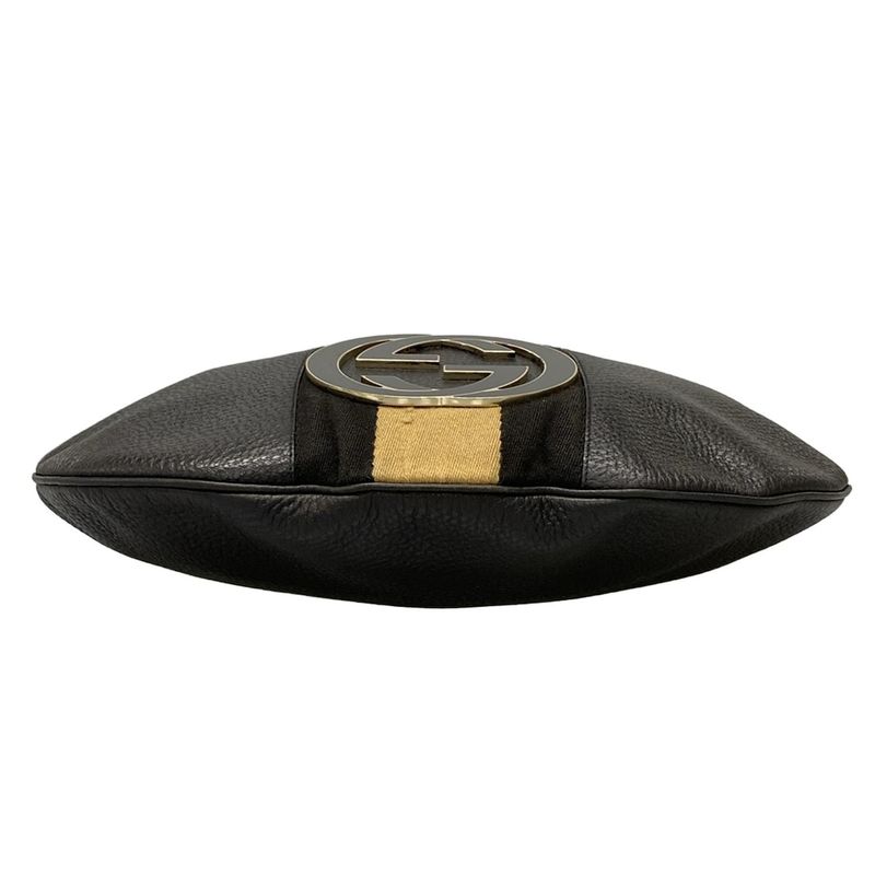 Gucci Shoulder Bag Interlocking G 131443 Black Leather