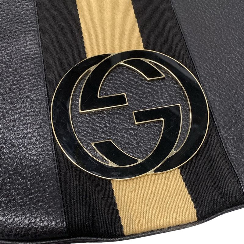 Gucci Shoulder Bag Interlocking G 131443 Black Leather