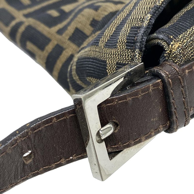 Fendi Handbag Mamma Bucket/zucca Pattern Brown X Black X Dark Brown Leather