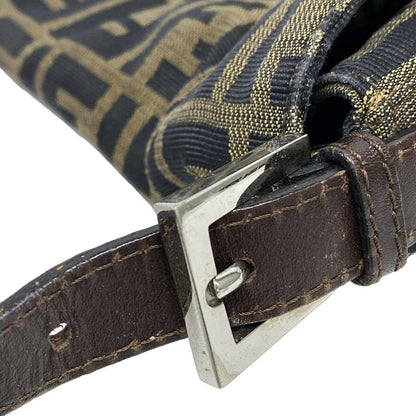 Fendi Handbag Mamma Bucket/zucca Pattern Brown X Black X Dark Brown Leather