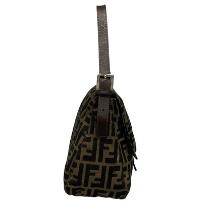 Fendi Handbag Mamma Bucket/zucca Pattern Brown X Black X Dark Brown Leather