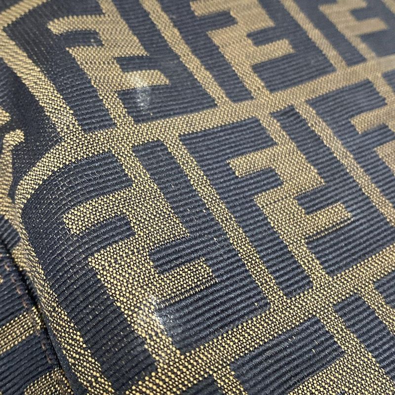 Fendi Handbag Mamma Bucket/zucca Pattern Brown X Black X Dark Brown Leather