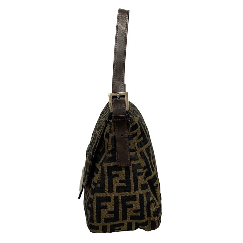 Fendi Handbag Mamma Bucket/zucca Pattern Brown X Black X Dark Brown Leather