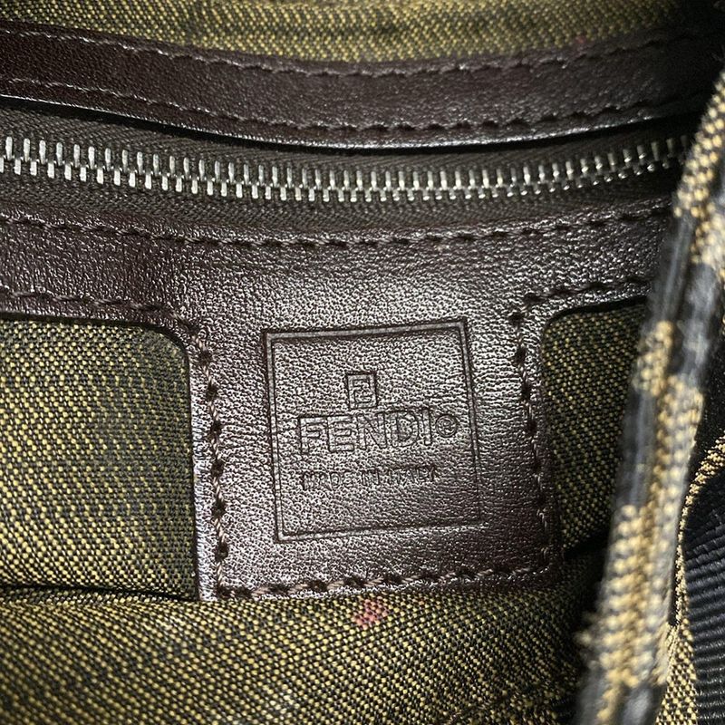 Fendi Handbag Mamma Bucket/zucca Pattern Brown X Black X Dark Brown Leather