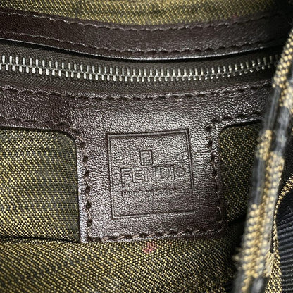 Fendi Handbag Mamma Bucket/zucca Pattern Brown X Black X Dark Brown Leather