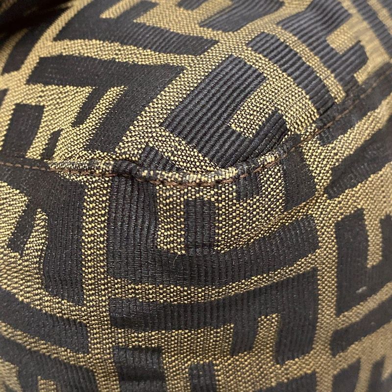Fendi Handbag Mamma Bucket/zucca Pattern Brown X Black X Dark Brown Leather