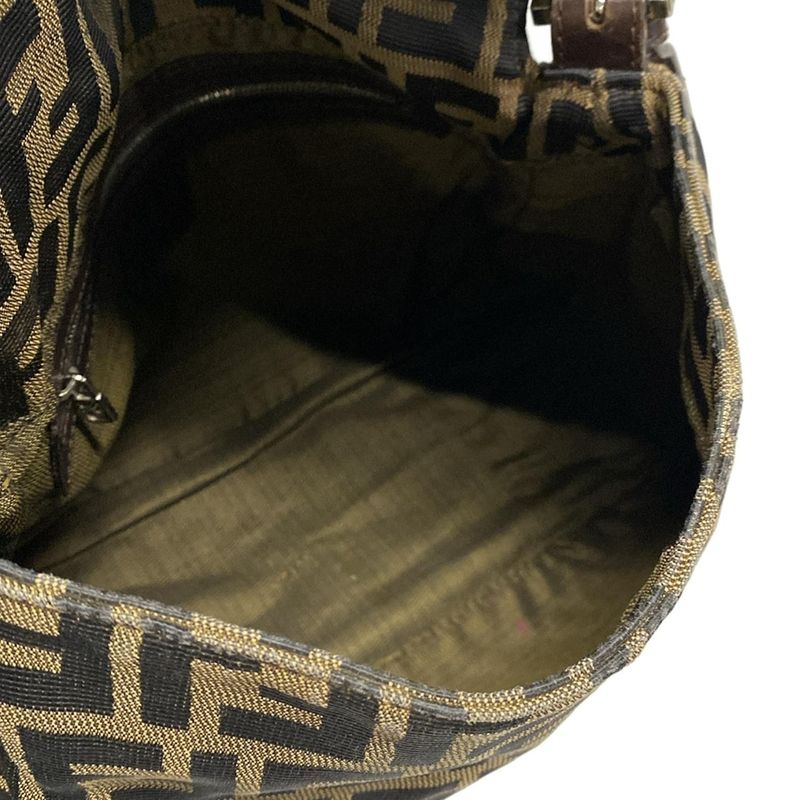 Fendi Handbag Mamma Bucket/zucca Pattern Brown X Black X Dark Brown Leather