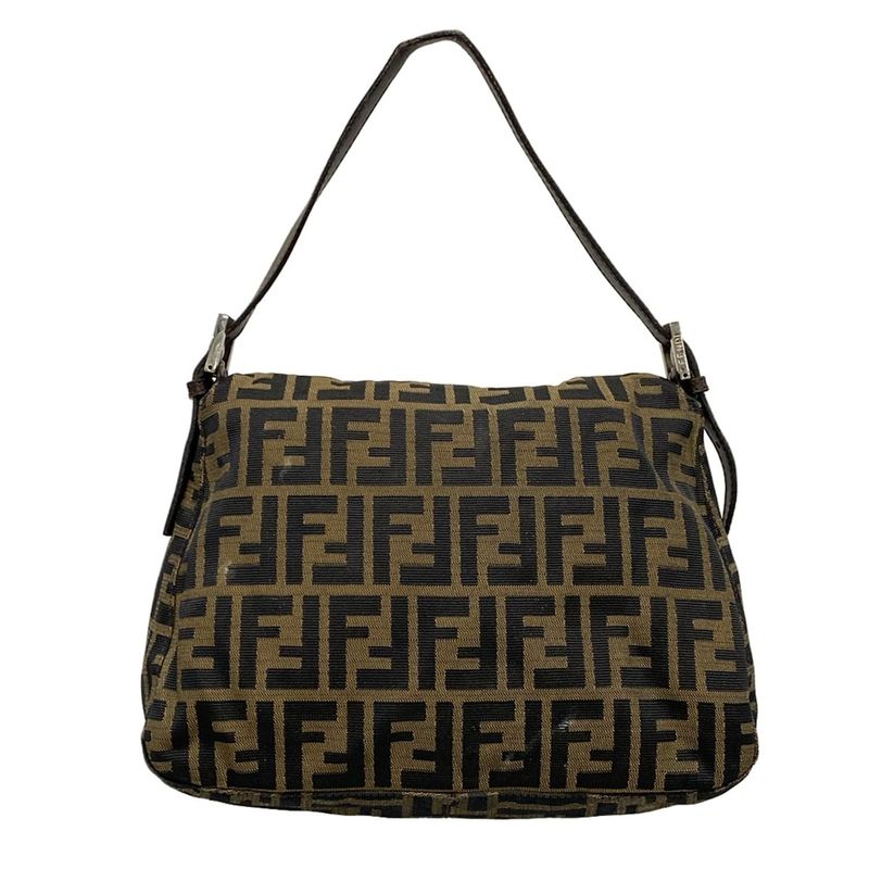 Fendi Handbag Mamma Bucket/zucca Pattern Brown X Black X Dark Brown Leather
