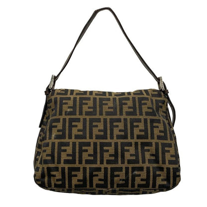 Fendi Handbag Mamma Bucket/zucca Pattern Brown X Black X Dark Brown Leather
