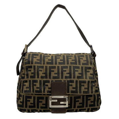 Fendi Handbag Mamma Bucket/zucca Pattern Brown X Black X Dark Brown Leather