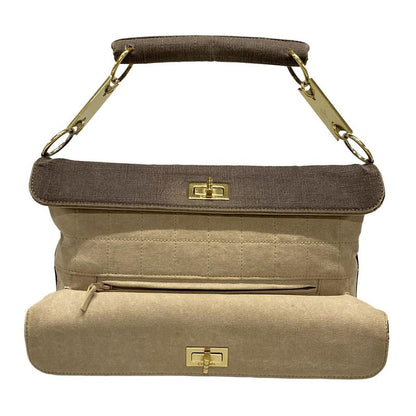 Chanel Handbag 255/matelasse Gray Beige Gold Hardware