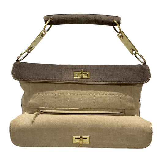 Chanel Handbag 255/matelasse Gray Beige Gold Hardware