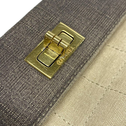 Chanel Handbag 255/matelasse Gray Beige Gold Hardware