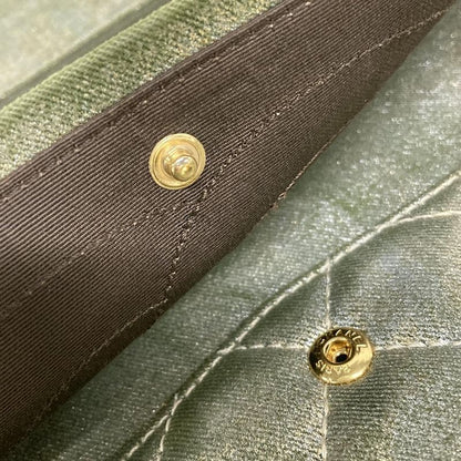 Chanel Shoulder Bag Deka Matelasse /255 Green Double Flap / Mademoiselle Chain