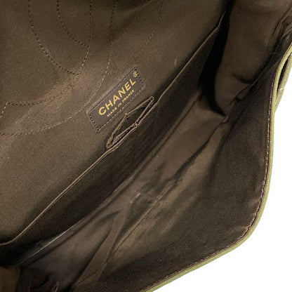 Chanel Shoulder Bag Deka Matelasse /255 Green Double Flap / Mademoiselle Chain