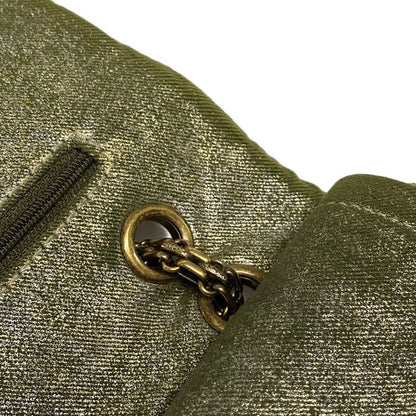 Chanel Shoulder Bag Deka Matelasse /255 Green Double Flap / Mademoiselle Chain