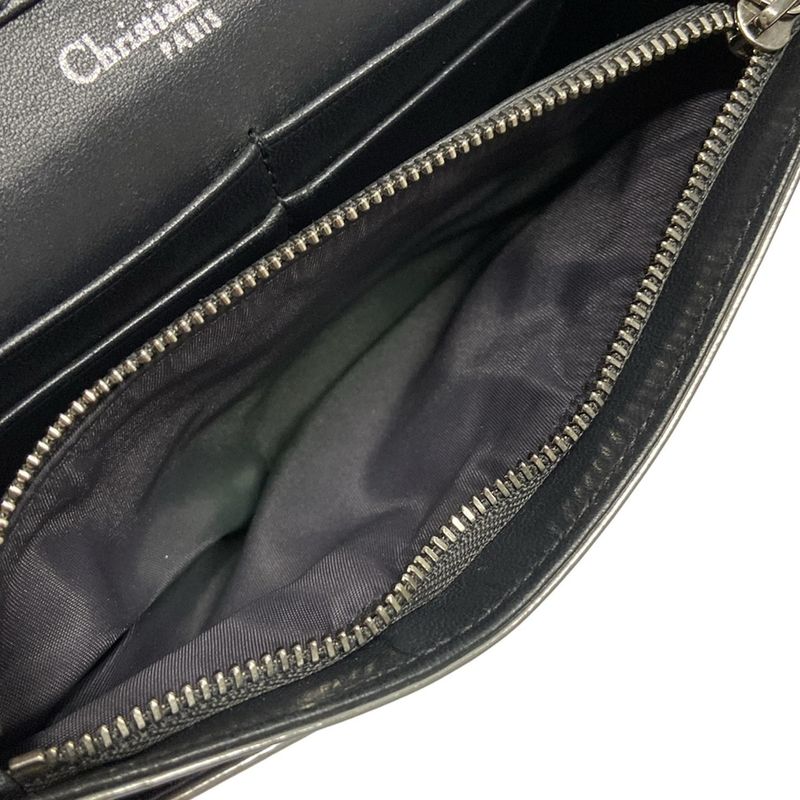 Dior/christian Dior Wallet Diorama Silver Chain Wallet Leather
