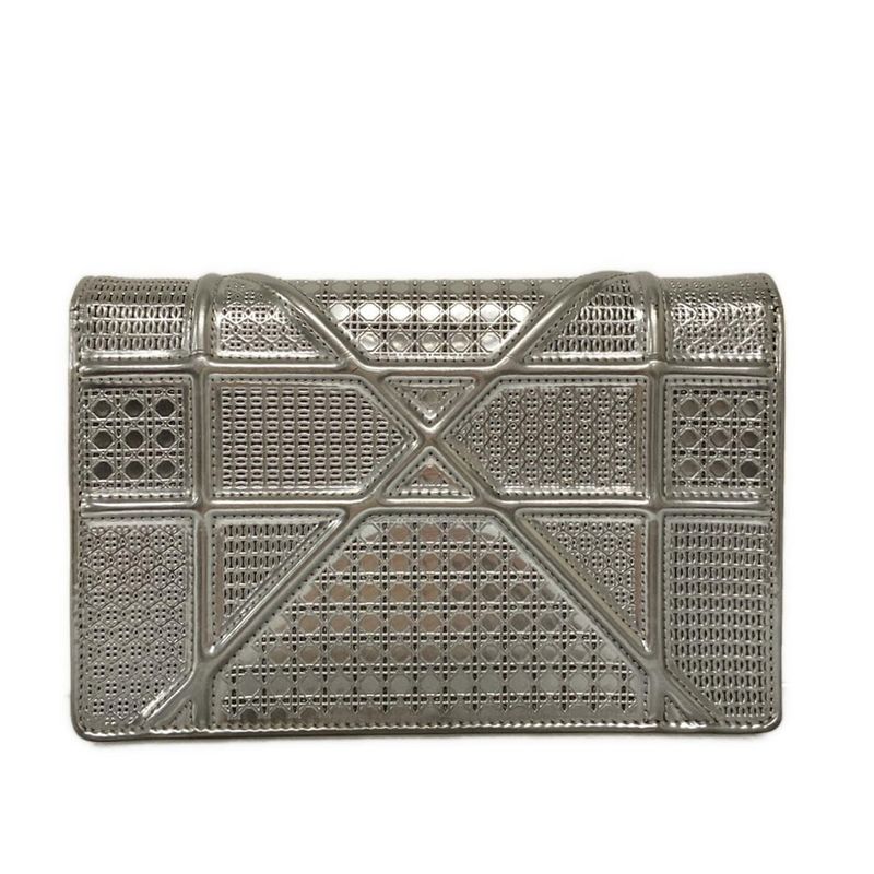 Dior/christian Dior Wallet Diorama Silver Chain Wallet Leather