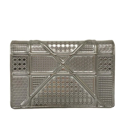 Dior/christian Dior Wallet Diorama Silver Chain Wallet Leather