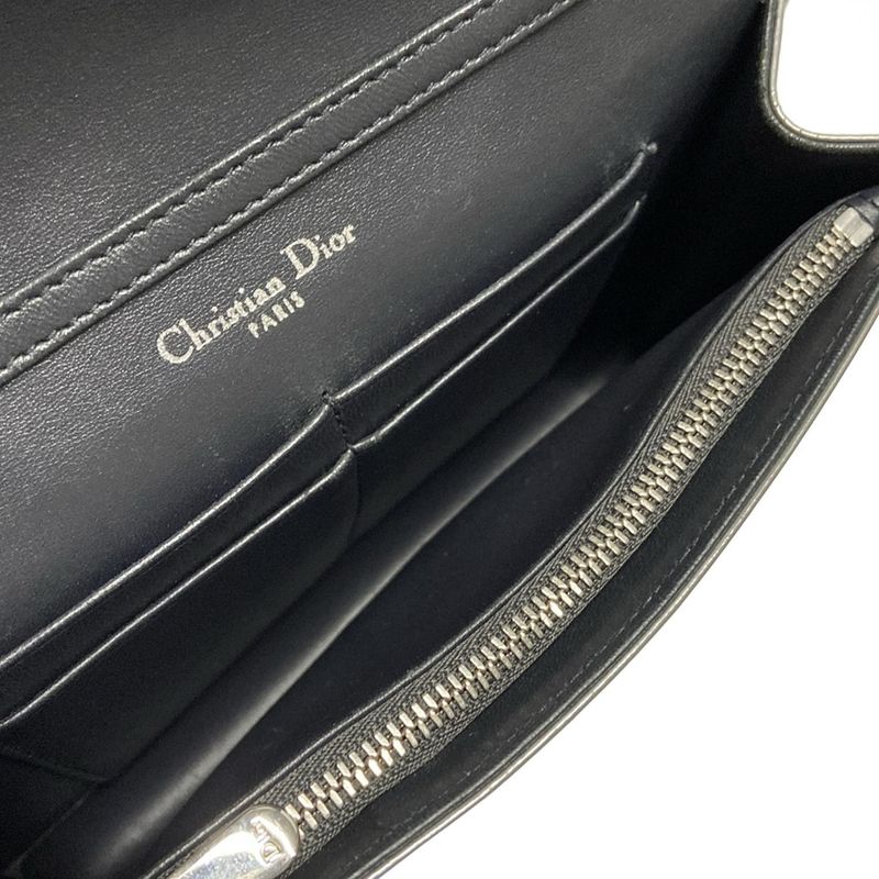 Dior/christian Dior Wallet Diorama Silver Chain Wallet Leather
