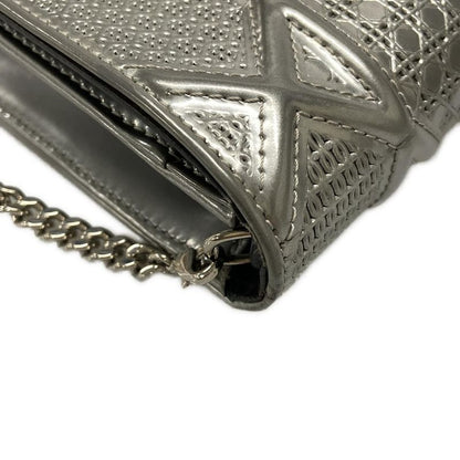 Dior/christian Dior Wallet Diorama Silver Chain Wallet Leather