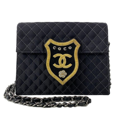 Chanel Shoulder Bag Mini Matelasse Black Chain Shoulder / Silver Hardware /