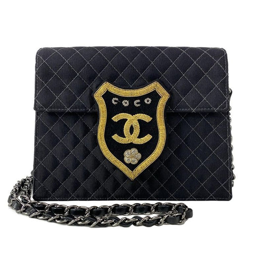 Chanel Shoulder Bag Mini Matelasse Black Chain Shoulder / Silver Hardware /