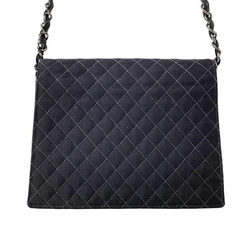 Chanel Shoulder Bag Mini Matelasse Black Chain Shoulder / Silver Hardware /