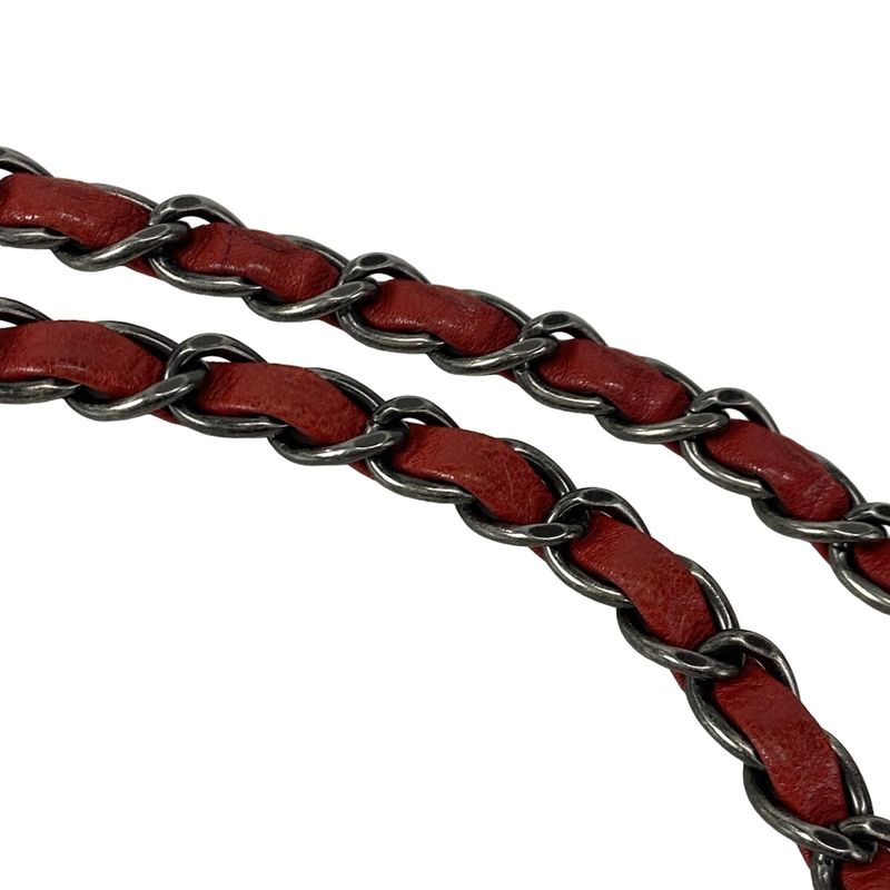 Chanel Matelasse Red Chain Shoulder Bag / Vintage Silver Hardware /2015aw