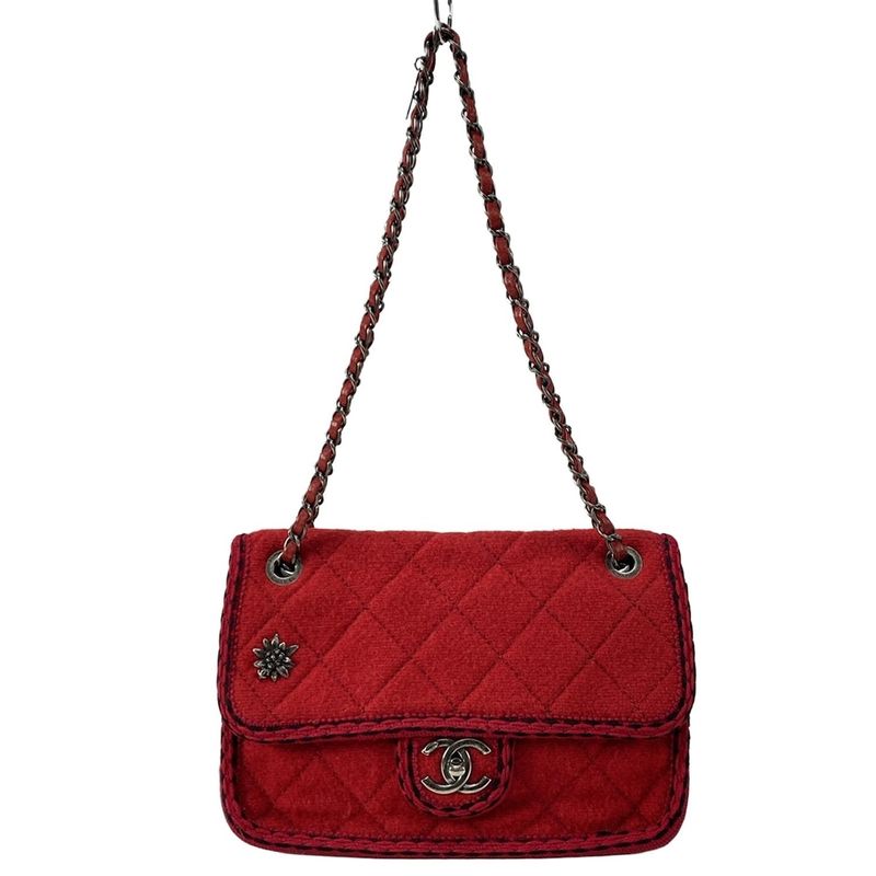 Chanel Matelasse Red Chain Shoulder Bag / Vintage Silver Hardware /2015aw