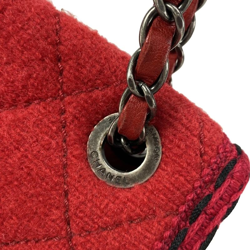 Chanel Matelasse Red Chain Shoulder Bag / Vintage Silver Hardware /2015aw