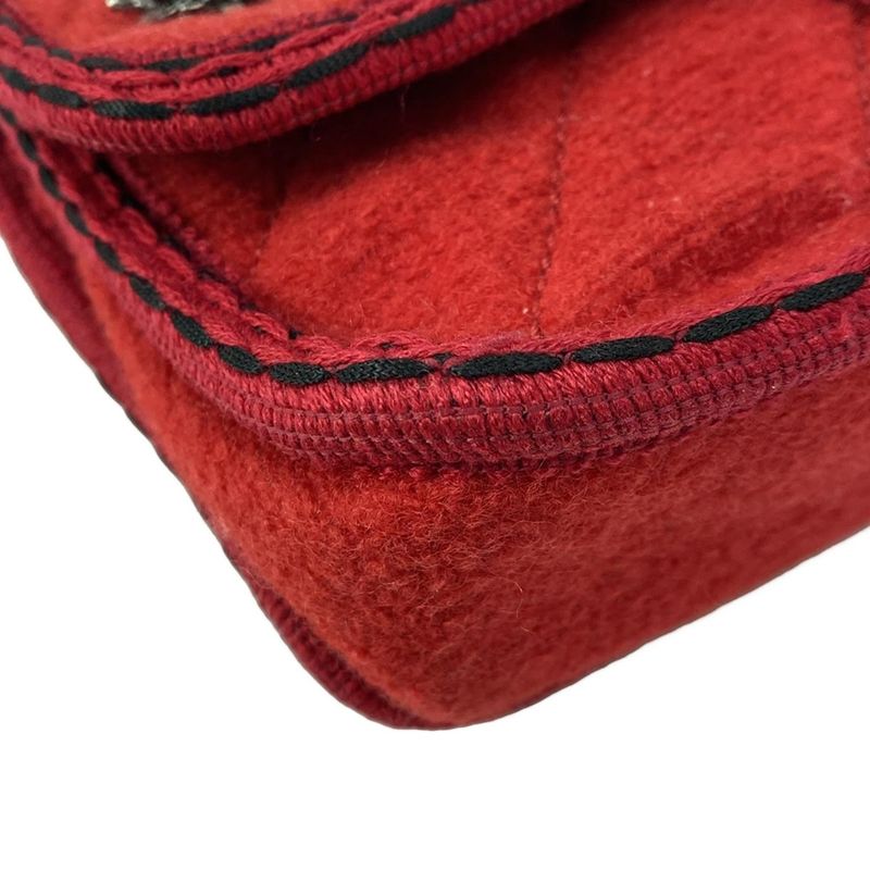 Chanel Matelasse Red Chain Shoulder Bag / Vintage Silver Hardware /2015aw