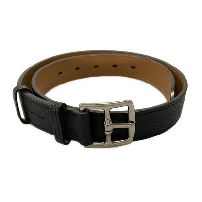 Hermes Belt Black Silver Hardware Leather