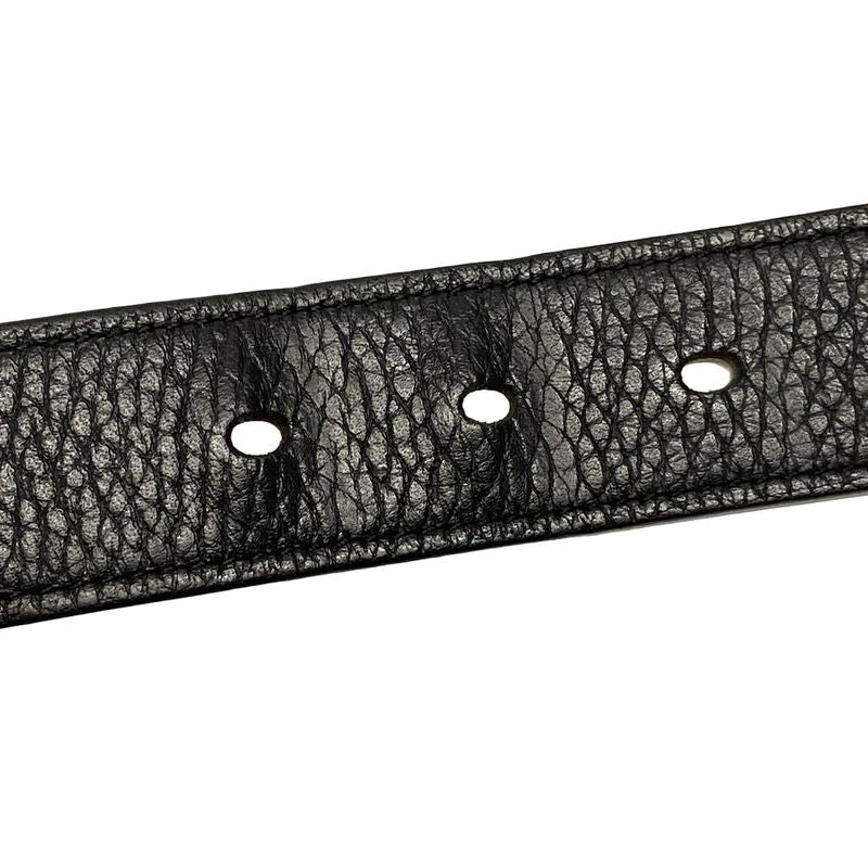 Hermes Belt Black Silver Hardware Leather