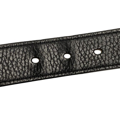 Hermes Belt Black Silver Hardware Leather