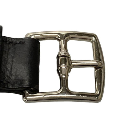 Hermes Belt Black Silver Hardware Leather
