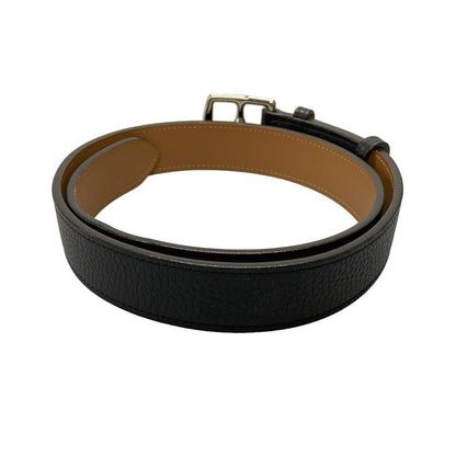 Hermes Belt Black Silver Hardware Leather