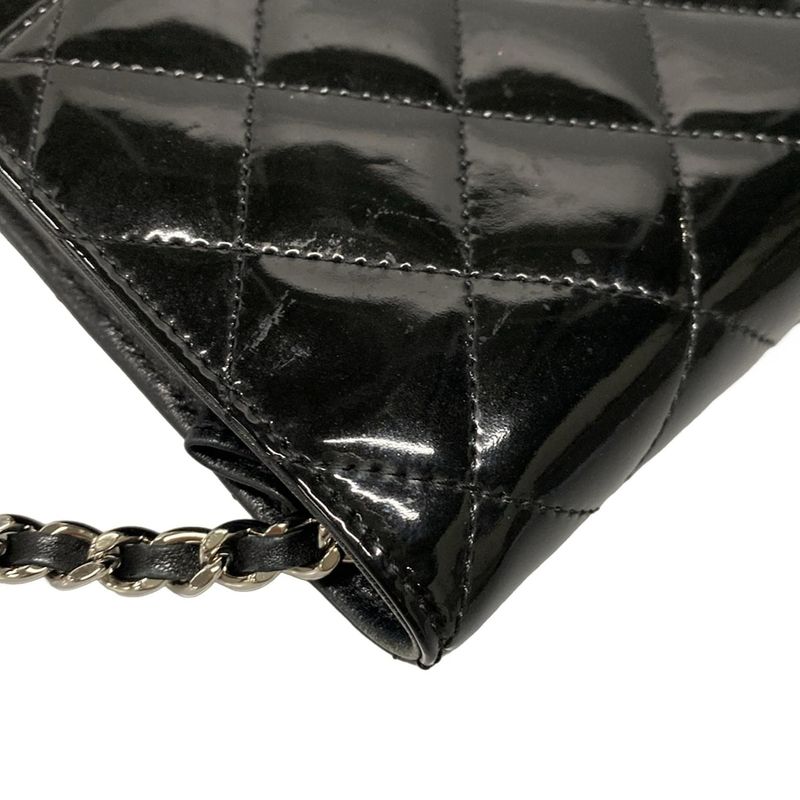 Chanel Wallet Matelasse / Brilliant A48692 Black Chain Wallet / Silver Hardware
