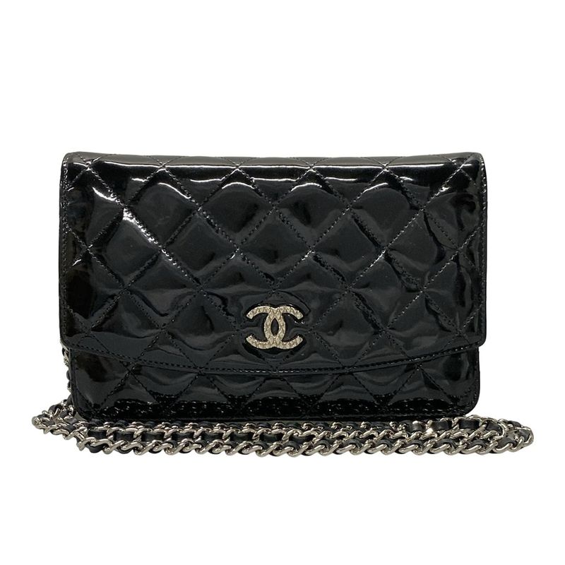 Chanel Wallet Matelasse / Brilliant A48692 Black Chain Wallet / Silver Hardware