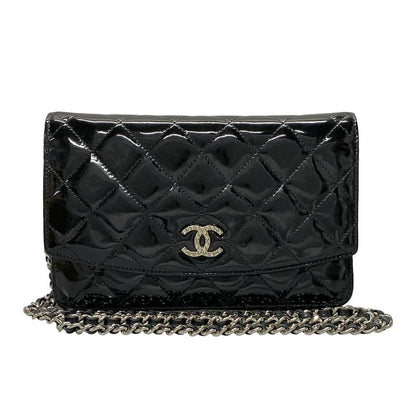 Chanel Wallet Matelasse / Brilliant A48692 Black Chain Wallet / Silver Hardware